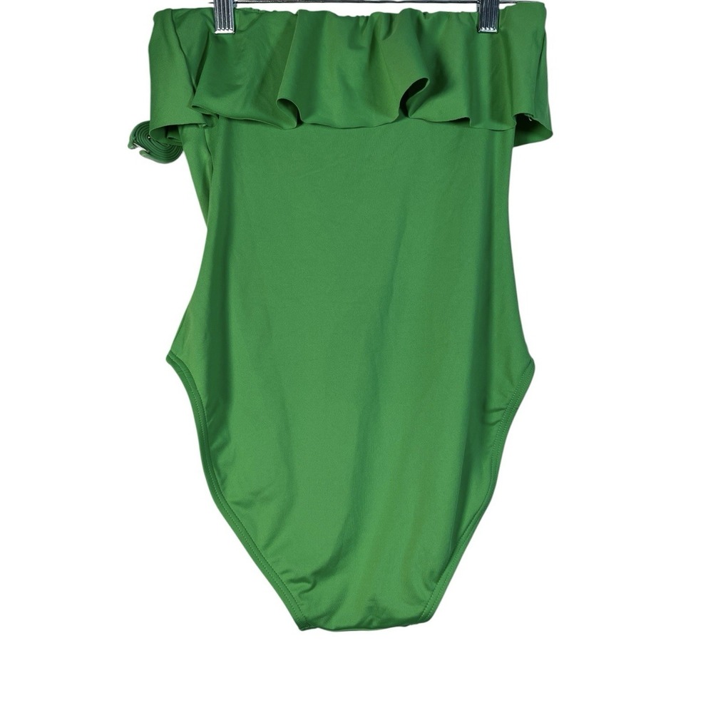 New KATE SPADE Sz XS Ruffle One Piece Green Swimsuit Strap Liner Fern Moss NWOT - Picture 2 of 9